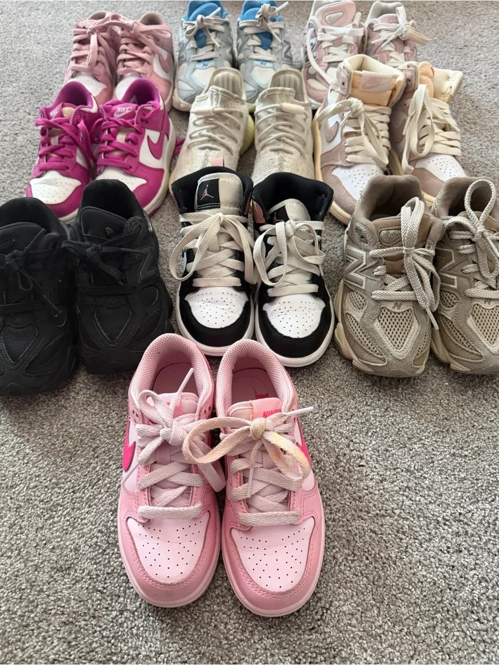 Nike Pink Low-Top Sneakers with Hot Pink Swoosh